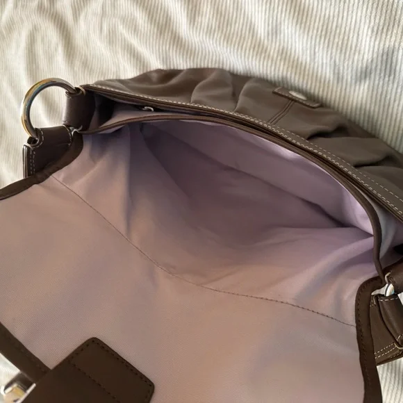 Coach Pleated Brown Leather Shoulder Buckle Bag - Picture 4 of 15